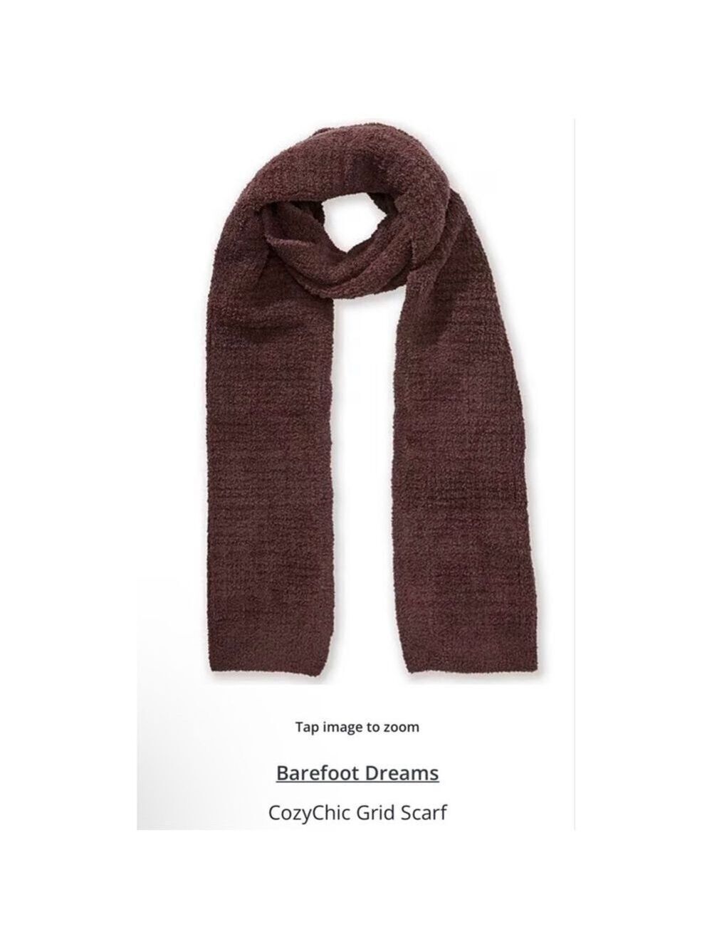 NWT Barefoot Dreams CozyChic Grid Scarf Brown/Umber